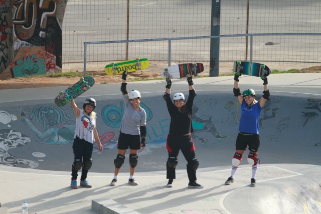 Skateboard goes with Snowboard